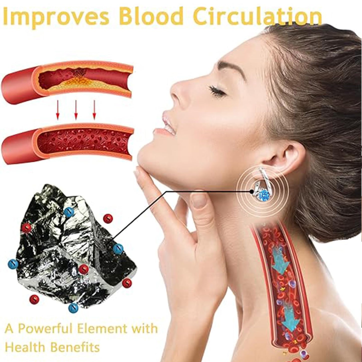 Halolux Lymphatic Earrings Atheniz Lymphatic Earrings Lymphvity Magnetherapy Germanium Earring Lymphatic Drainage Earring Sparkle CZ Hoop for Women (gold+silver 5)