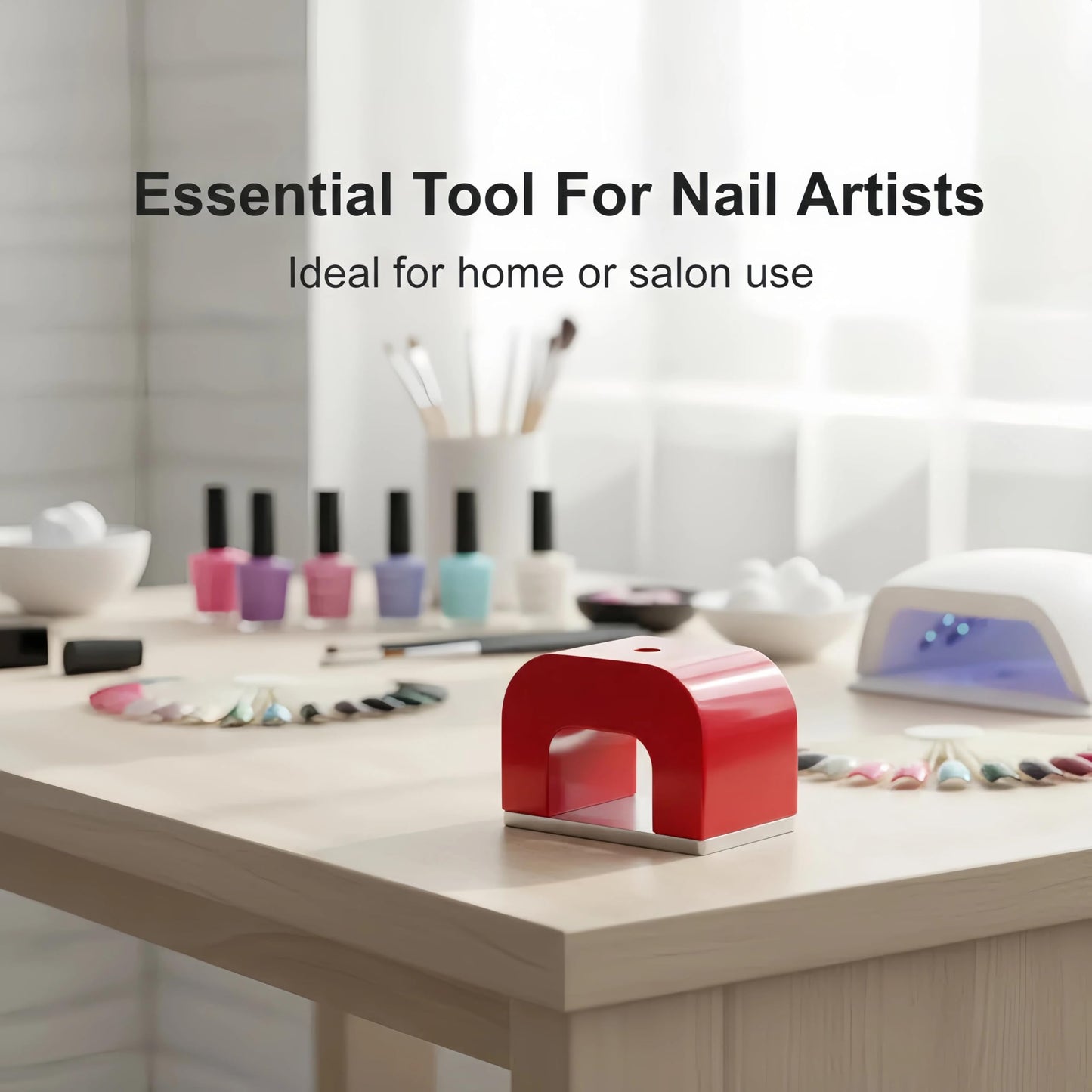 15Lb Pull Horseshoe Magnet for Nails – Alnico U-Shaped Lift Magnet with Removable Keeper, Red Heavy-Duty Nail Polish Magnet for Velvet Cat Eye Nails (Perfect for Small Fingers) & STEM Experiments