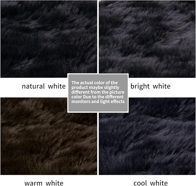 Black Faux Fur Rug for Bedroom 3'x5' Soft Shag Fuzzy Rugs for Living Room, Furry Bedside Nursery Rug Plush Indoor Floor Carpet for Kids Room Teen Dorm