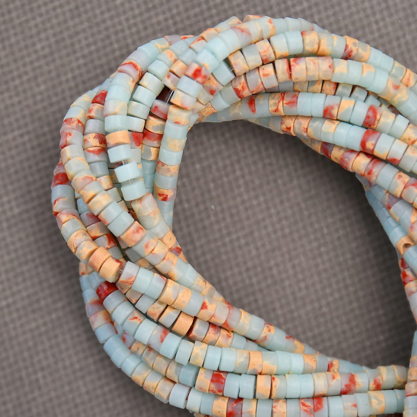 BONNY BOXX 150PCs Natural Snake Skin Imperial Jasper Spacer Beads, Loose Semi Precious Flat Round Gemstone Heishi Disc Stone Beads for Beading Jewelry Making 4mm*2mm