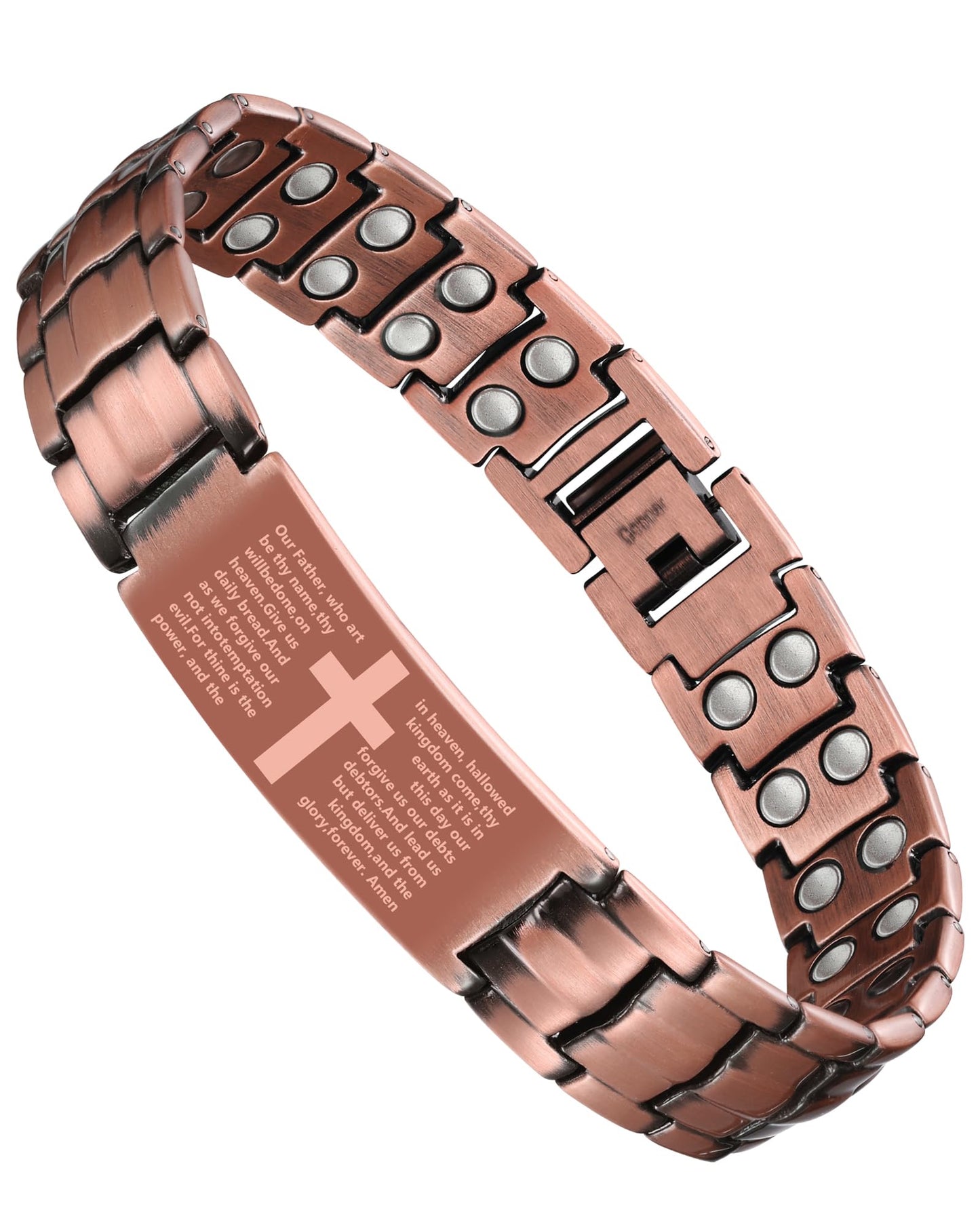 Jecanori Copper Cross Bracelet for Men, 2X Strength Magnetic Bracelets for Men, Adjustable Copper Jewelry with Sizing Tool