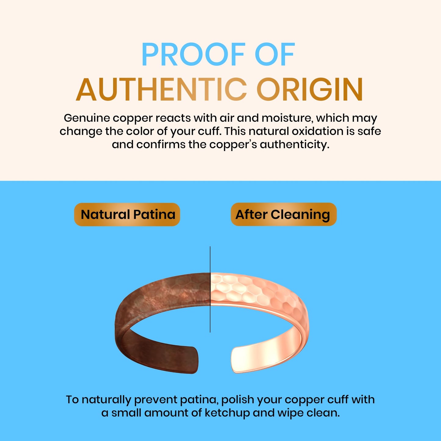 Healing Monk Pure Copper Bracelet for Men & Women – Handmade Uncoated Copper Jewelry Cuff – Adjustable Healing Copper Bracelets for Arthritis – Mens & Womens Copper Cuff Pulsera de Cobre (Hammered)
