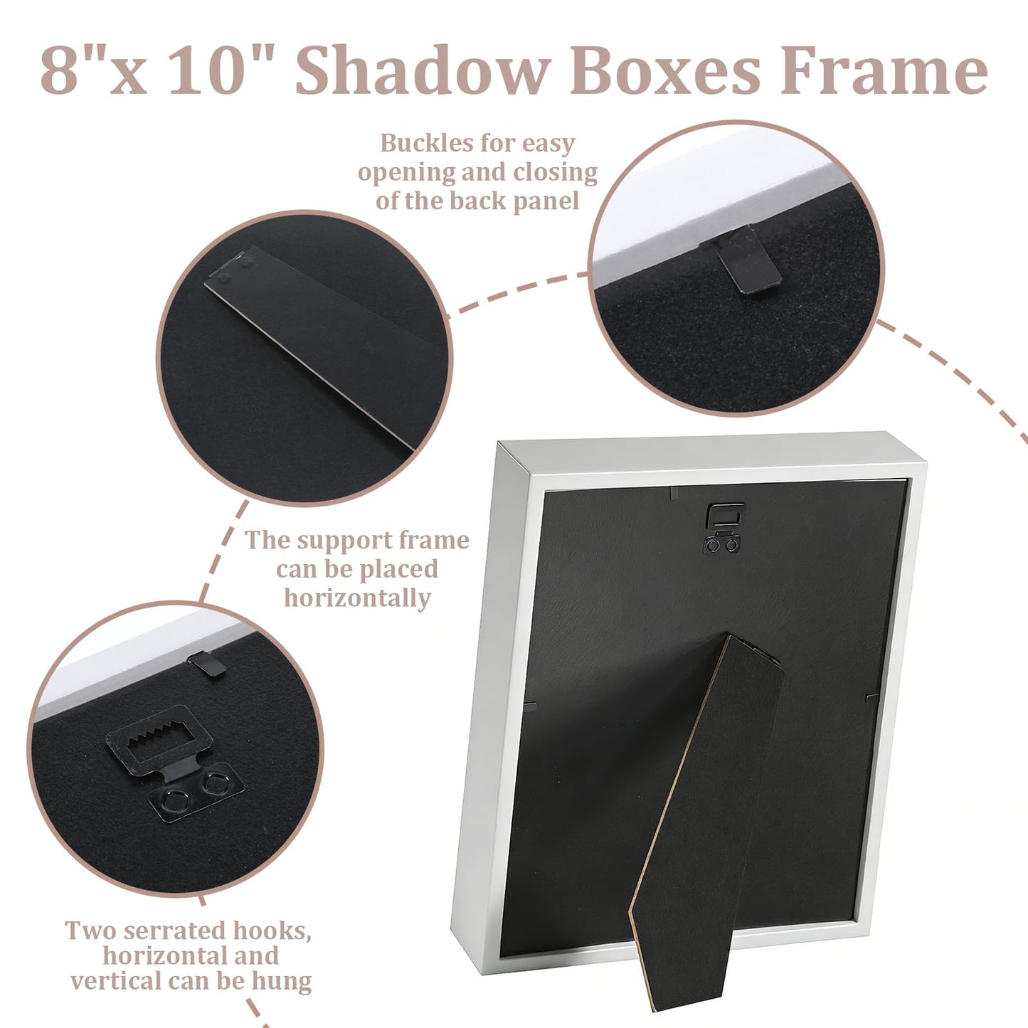 HANLANXUE 4 Pack 8 x 10 Shadow Box Frame, Shadow Boxes Display Cases 3D Wood Deep Shadowbox for Photos, Dried Flowers, Handicrafts Picture Frames for Wall Tabletop(White)