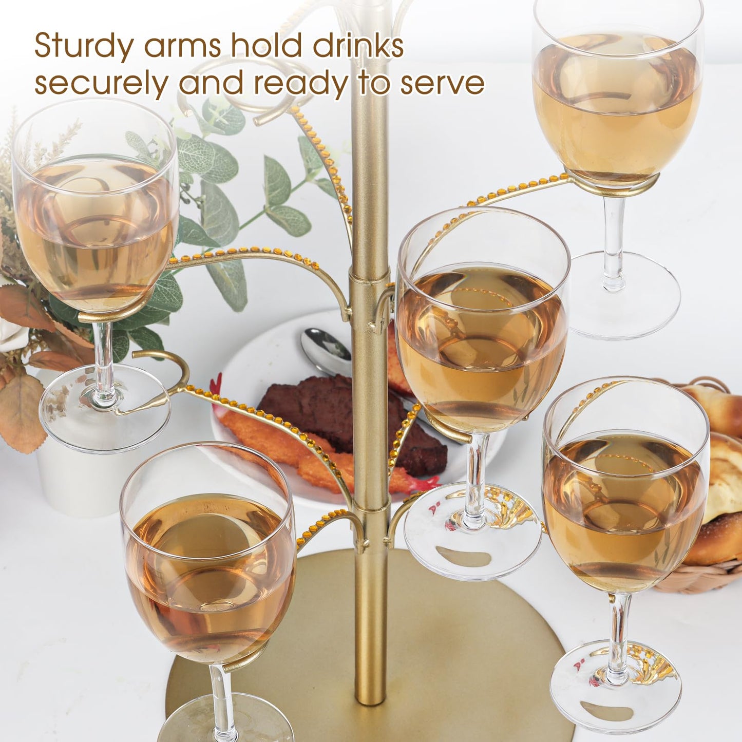 ALIMOTA Cocktail Tree Stand for Drinks Champagne Tower Wine Glasses Holder, 3 Tier 12 Holders, Bar Home Drinks Tree Display Suitable for Gin, Cocktails, Champagne, Wine