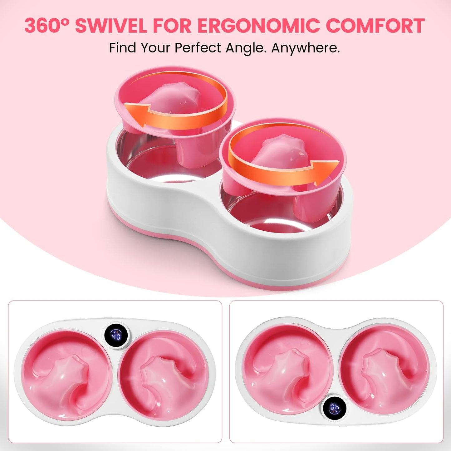Dual Nail Soaking Bowl Electric: 31-50°C Temp Control Nail Soak off Bowl for Gel Polish Dip Acrylic Nails Remove- 2 in 1 Heated Hand Spa & Manicure Nail Remover Bowl Acetone Proof for Salon Home