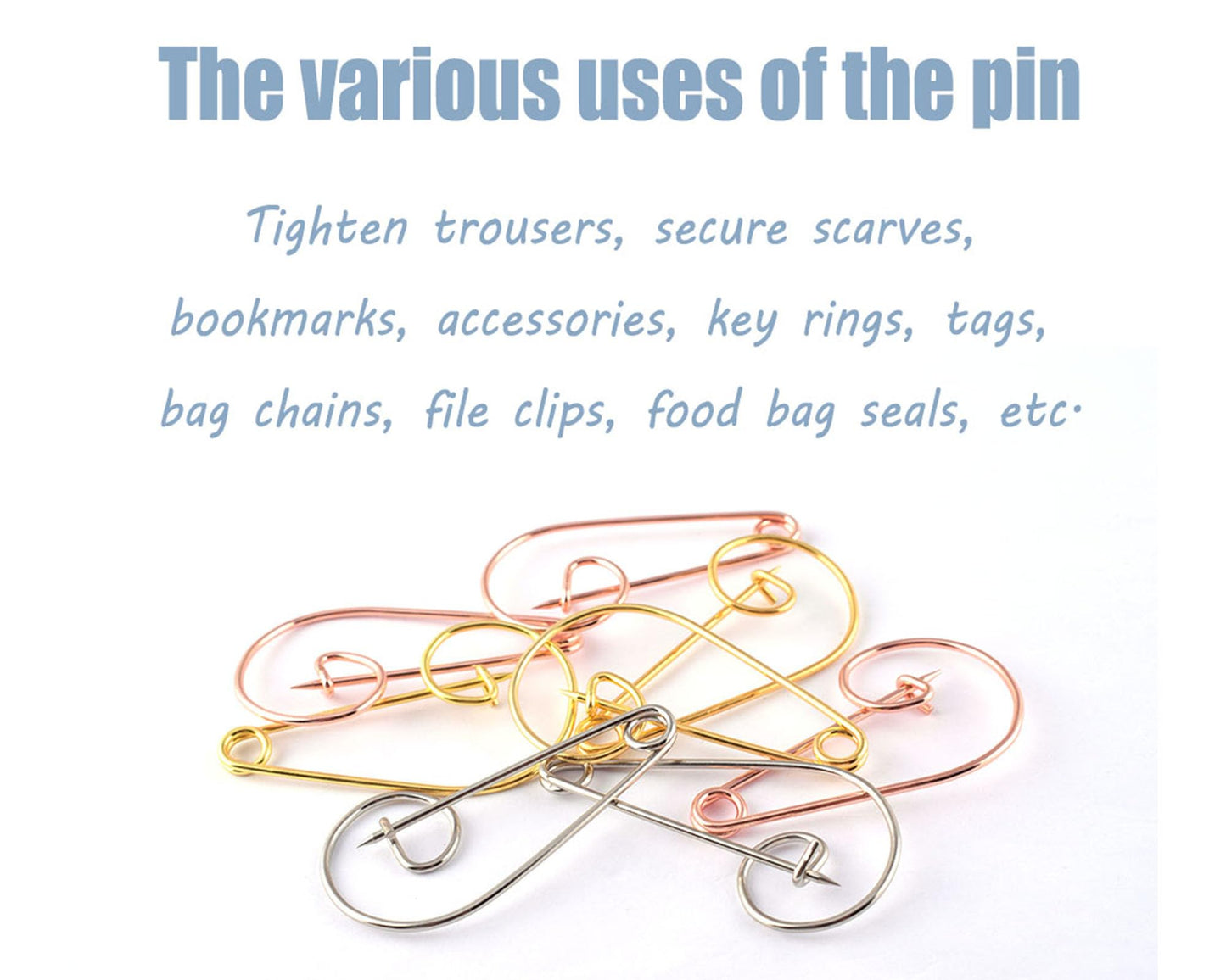 Metal Large Safety pins - 2.2 inch Silver Spiral pin for Blankets Skirts Crafts Kilts Crafts Home Accessories 40pcs (Silver)