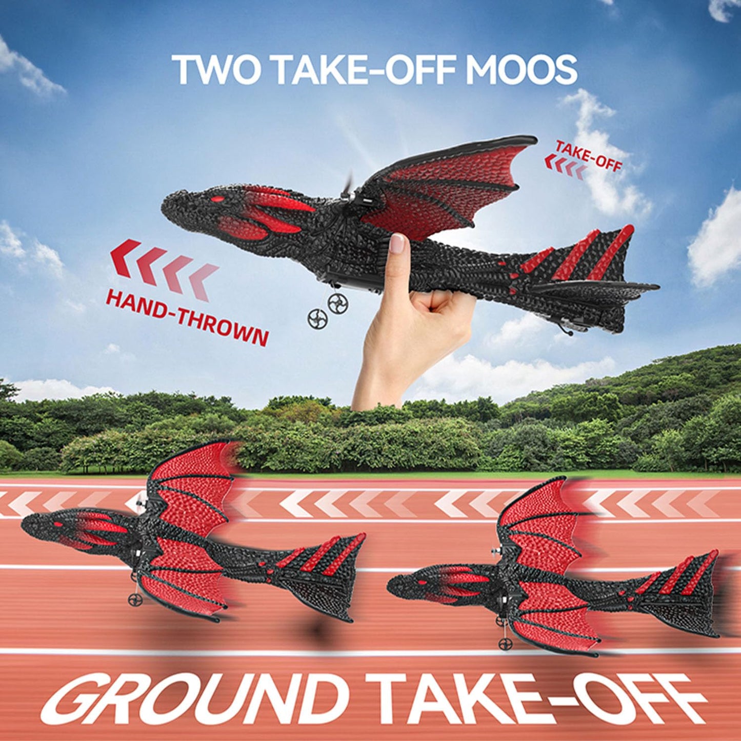 DEERC RC Dragon Plane for Kids Remote Control Airplane Toy, 2CH 6-axis Easy to Fly Foam Aircraft for Boys Beginner 8-12, Glider Stabilizer RTF Stunt Jet
