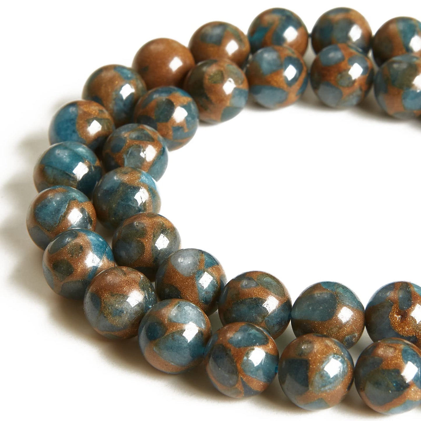 60pcs 6mm Lake Blue Cloisonne Beads Natural Gemstone Beads Round Loose Beads for Jewelry Making