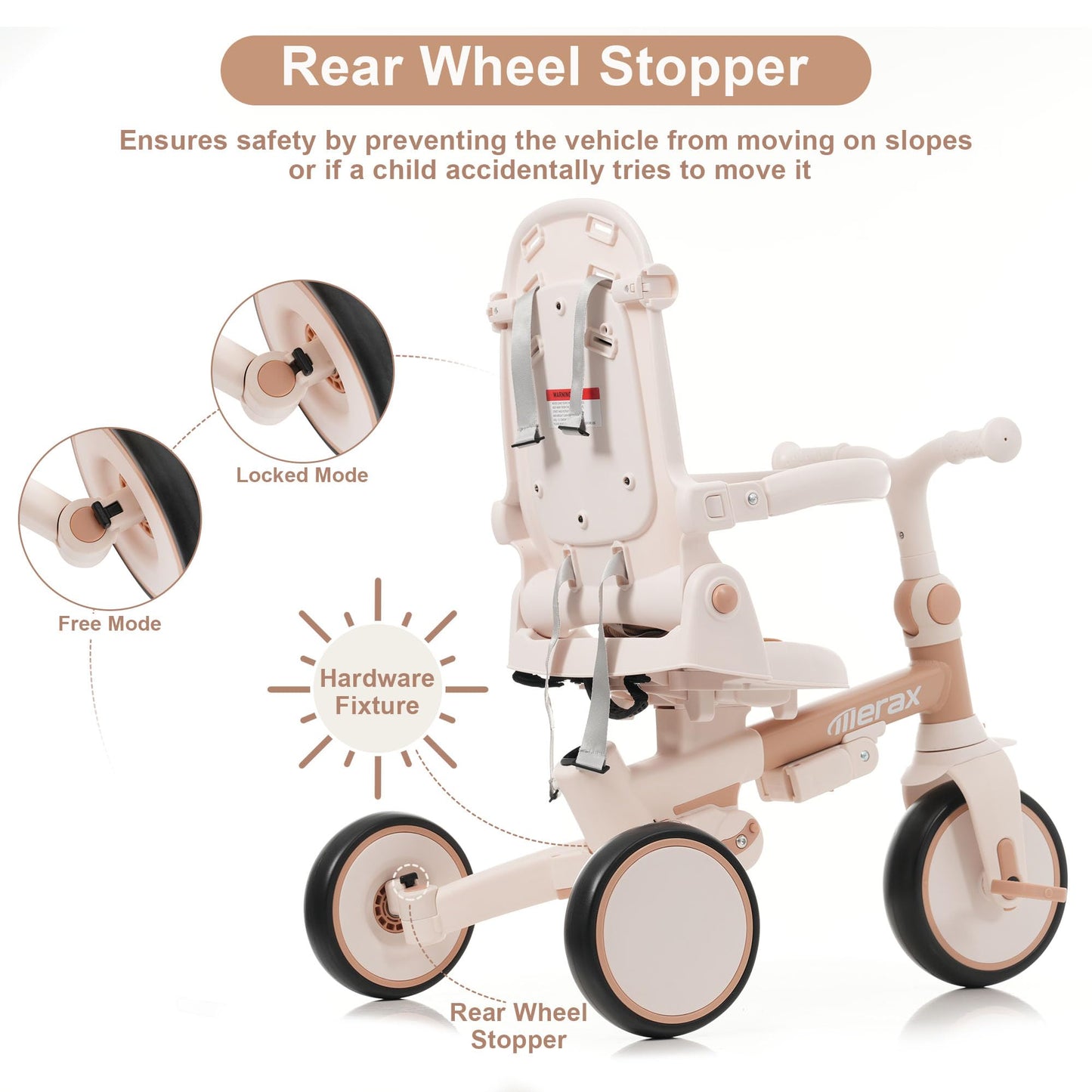 Merax 7-in-1 Toddler Trike Collapsible Frame Kid Rider Tricycle with Removable Pedal Ages 1Y-6Y