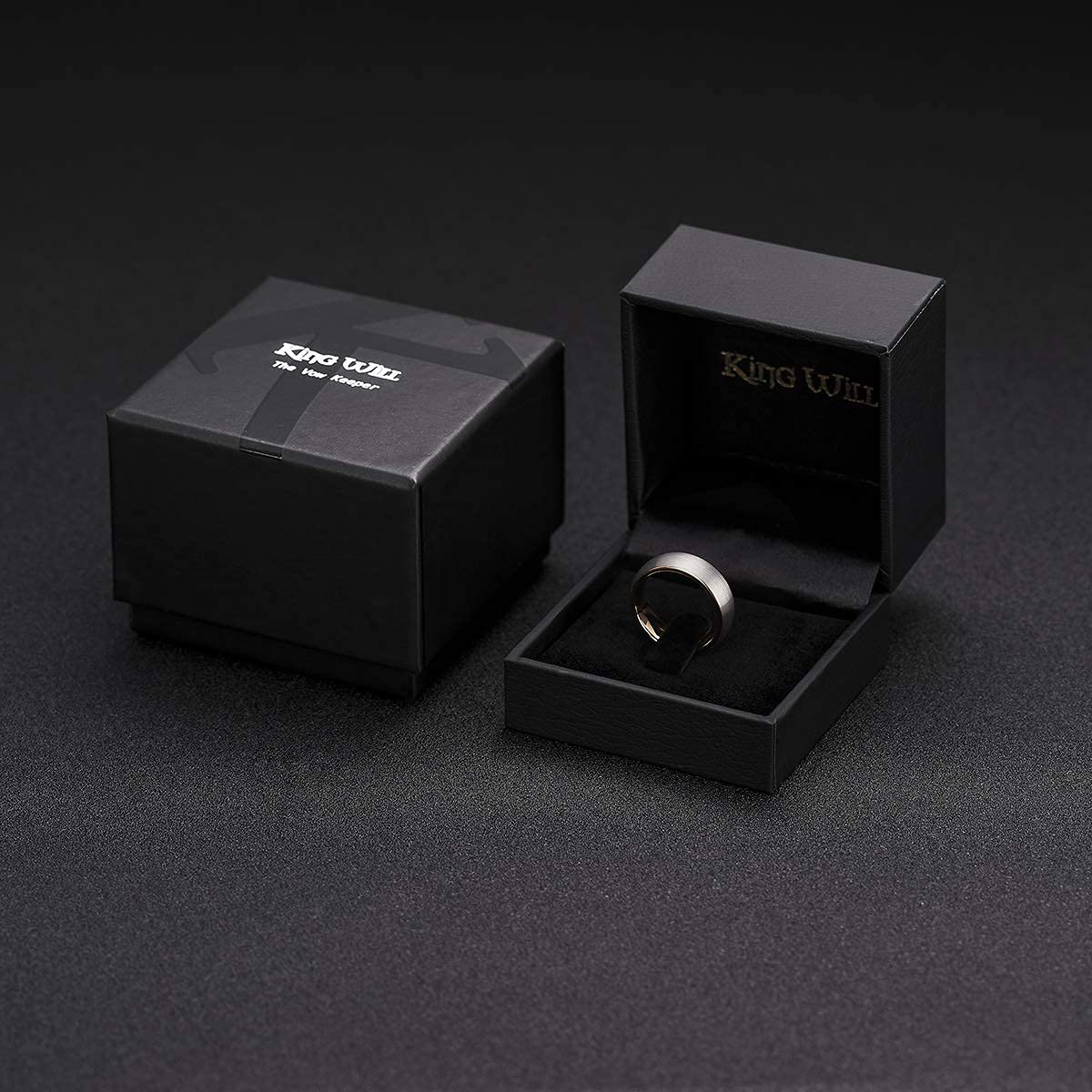 King Will 6mm Silver and Rose Gold Wedding Band for Men Women, Domed Brushed Tungsten Carbide Rings, Comfort Fit, Size 10.5