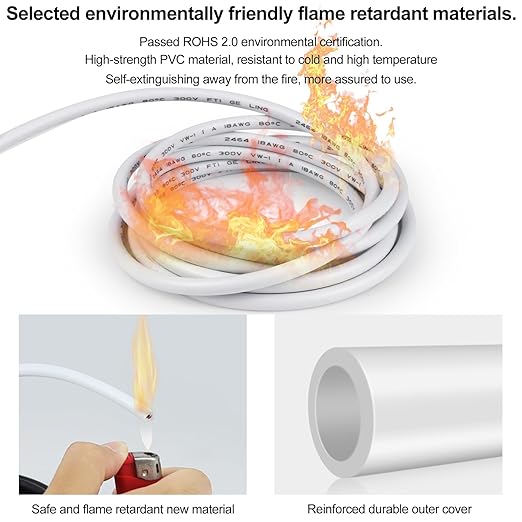 20 Gauge 6 Conductor Electrical Wire, 49.2FT Low Voltage 20/6 Tinned Copper Stranded 6 Wire Cable, 20 AWG White Flexible Extension Power Cord for Sprinkler, Thermostat, Speaker, Irrigation, Automotive