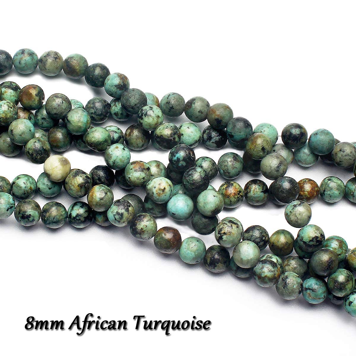 70PCS Natural 8MM Healing Gemstone, African Turquoise Energy Stone Round Loose Beads, Semi-Precious Crystal Beads with Free Elastic String for Jewelry Making DIY