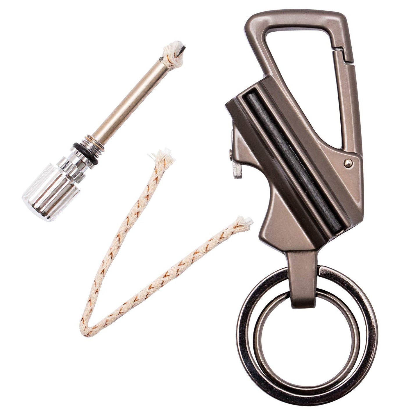 SURVIVE Permanent Match Bottle Opener Metal Keychain, Reusable Survival Fire Starter Striker Lighter, Emergency Waterproof Strike Anywhere Stick Kit (Charcoal)