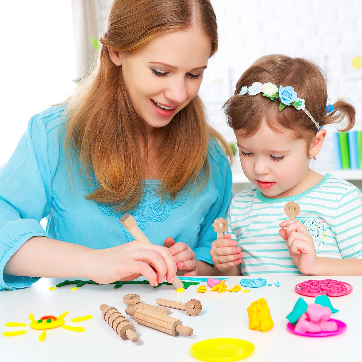 DOITOOL 1 Set Wooden Clay Molding Tools Plasticine Shaping Tool DIY Craft Kit for Children