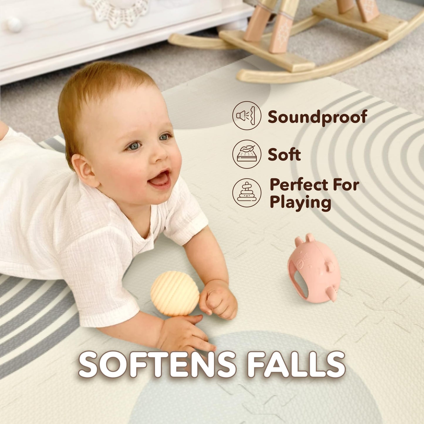 Cateam Baby Play Mat 47x47 inch – Boho Style Soft EVA Foam Puzzle Tiles for Floor, Toddlers & Kids – Non-Toxic Interlocking Squares for Nursery, Gym & Playroom