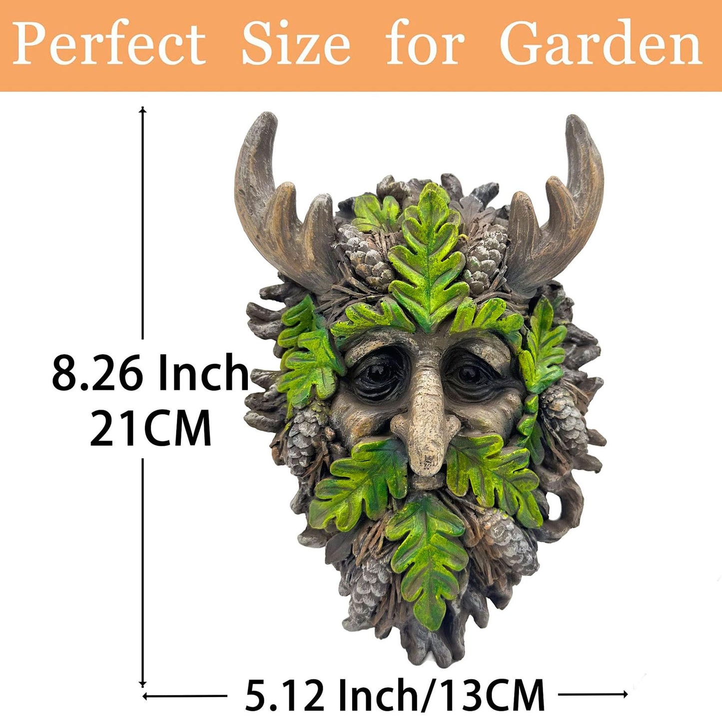Euiroet 8.3" Real Tree Face Hugger Statue, Garden Outdoor Resin Sculpture with Foliage Features, Fairy Elve Accent Yard Art, Halloween Trees Decorations Outdoor Wall Mounted Statue
