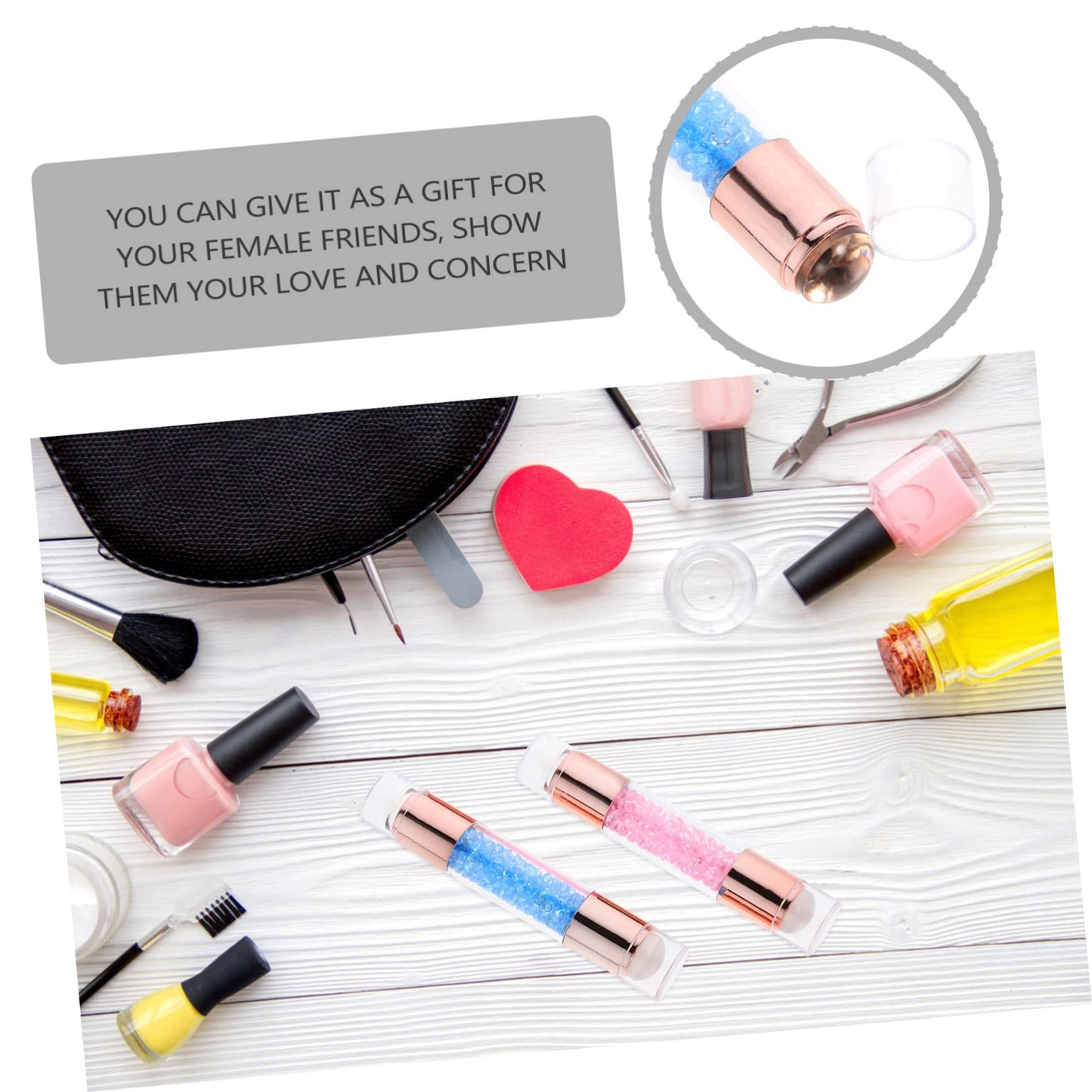 2Pcs Dual-Ended Nail Art Silicone Stamper Set for Diy Manicure Clear Stamping Tools for Home and Salon Use