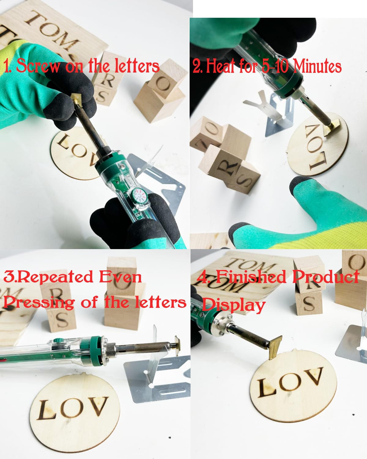 Arokimi Wood Burning Alphabet Letter Kit, Branding Irons Personalized for Wood Leather Branding Set Compatible with Walnut Hollow Iron, 26 Iron 5/8" Tall