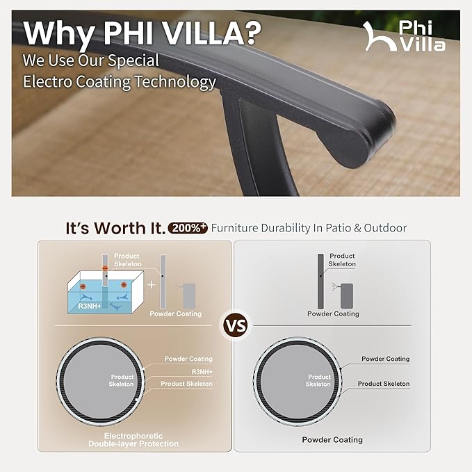 PHI VILLA Outdoor Swivel Bar Stools Set of 2, Bar Height Patio Chairs 30" Seat Height with All-Weather Brown Textilene Fabric, Tall Patio Chairs Furniture for Outside, Deck, Yard and Garden