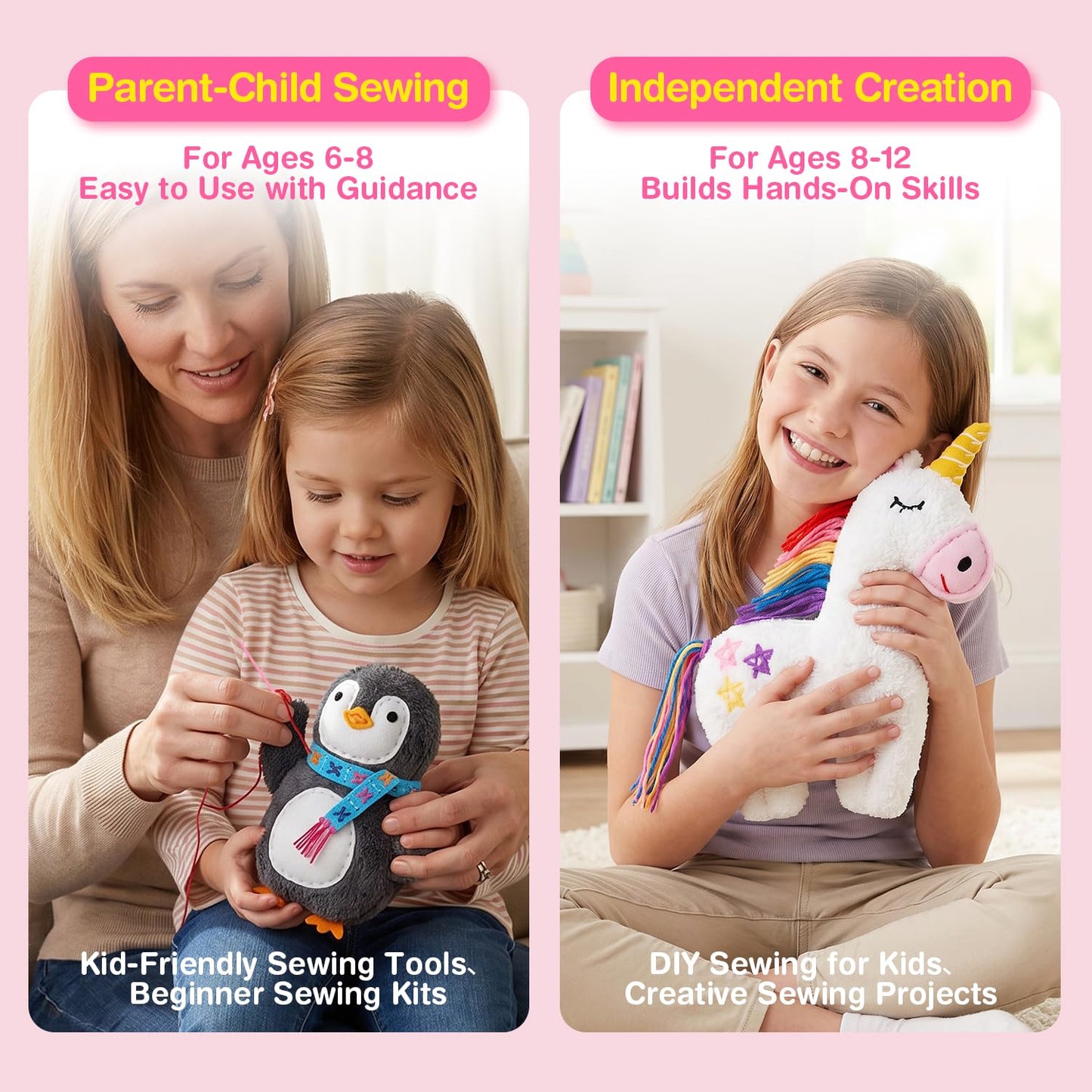 Avenir My First Sewing Kit – Easter DIY Craft for Kids Ages 6+, Premium Plush Animal Set, Child-Safe Tools, Easy Stitching, Develops Motor Skills, Perfect Easter Basket Stuffer for Boys & Girls