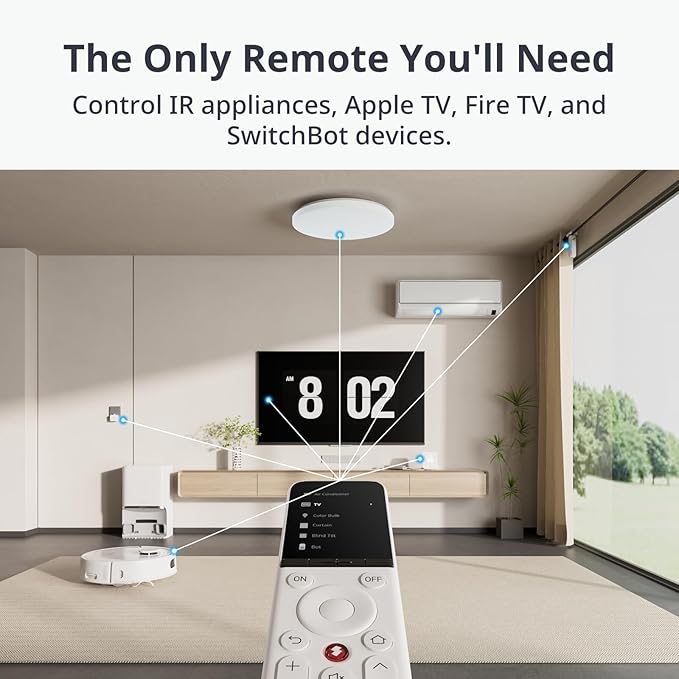 SwitchBot Universal Remote Control with Hub Mini Matter Enabled, Multi-use Smart Remote with Customize App, Control 25 IR/Bluetooth Devices and 10 Scenes, Compatible with TV/AC/SwitchBot BLE Devices