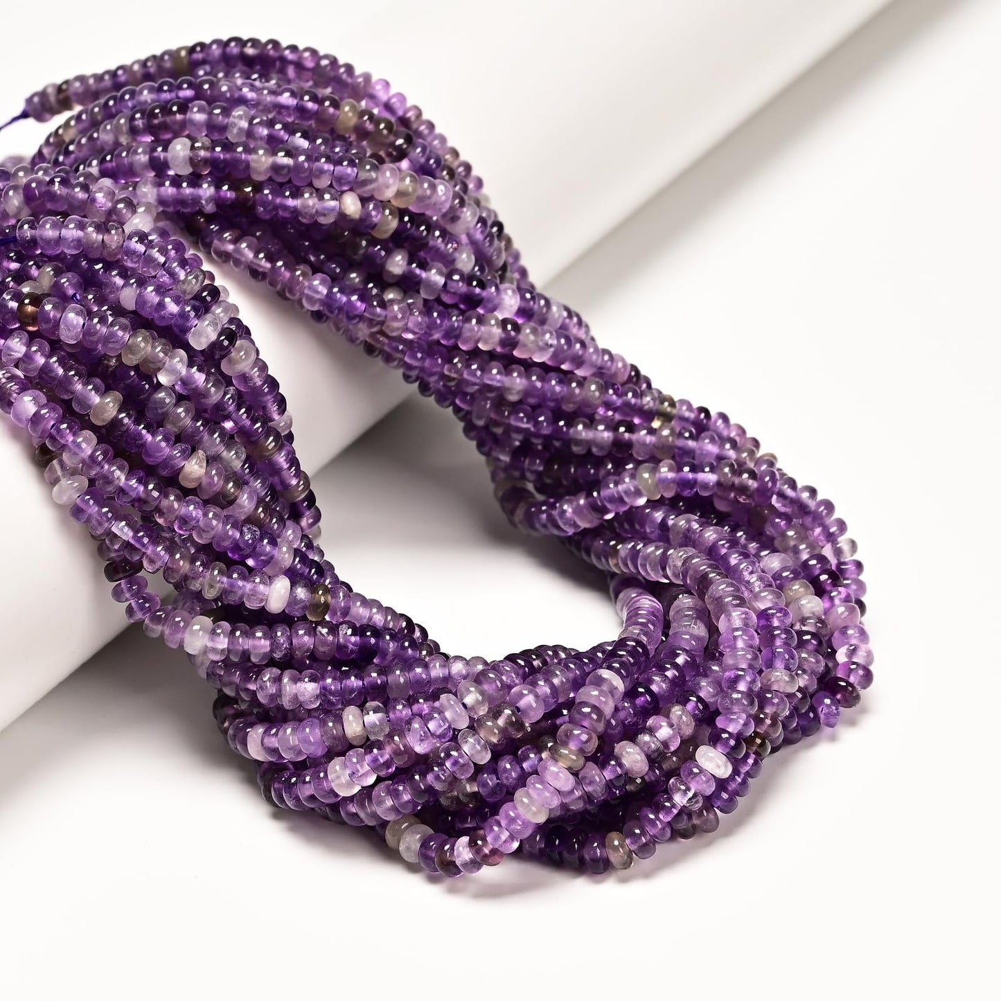 ICAI 2x4mm Natural Amethyst Rondelle Beads – Loose Gemstone Spacers for DIY Jewelry Making
