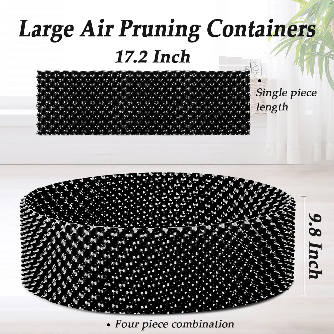 RooTrimmer 60 Gallon Air Pruning Container, Raised Garden Bed Large Tree Pos New Plastic Nursery Pot Fruit Vegetable Garden Grow beds (4 ft Diameter), Black