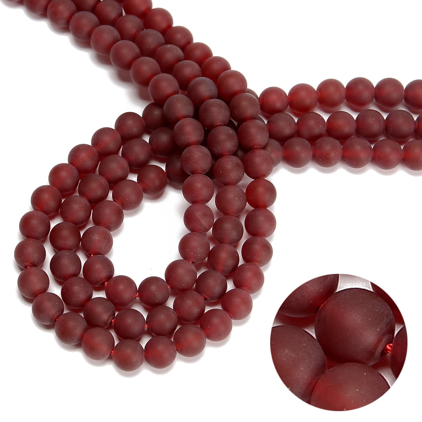 65Pcs 6mm Frosted red Agate Natural Round Loose Real Stone Beads Gemstone Genuine for DIY Hand Made Craft Jewelry Bracelet Earring Necklace String Making Energy Healing Power