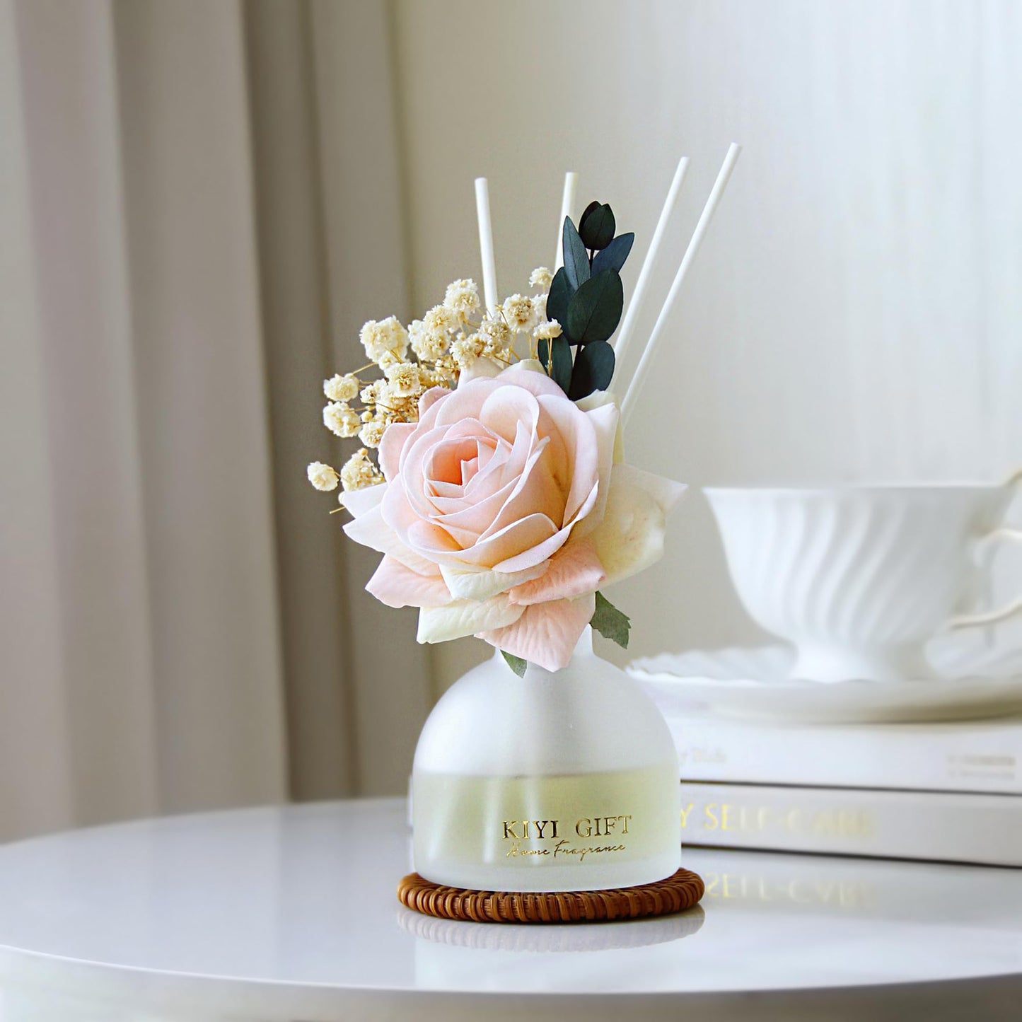KIYIGIFT Reed Diffuser Set,4.06 oz Scented Diffuser with 6 Sticks,Home Fragrance,Reed Diffuser for Bathroom Shelf Decor (Jasmine Rose)