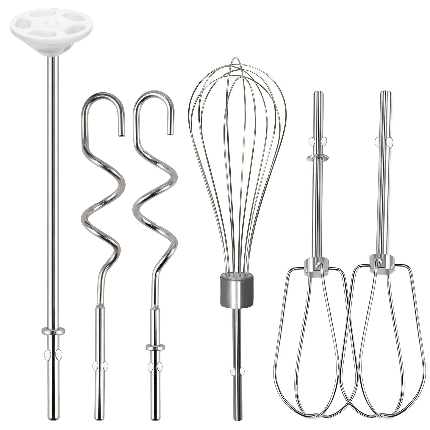 Hand Mixer Beaters Attachments for KitchenAid KHM512 KHM6118 KHM7210 KHM926, Including Turbo Beater, Pro Whisk, Dough Hooks, Blending Rod, Set of 6