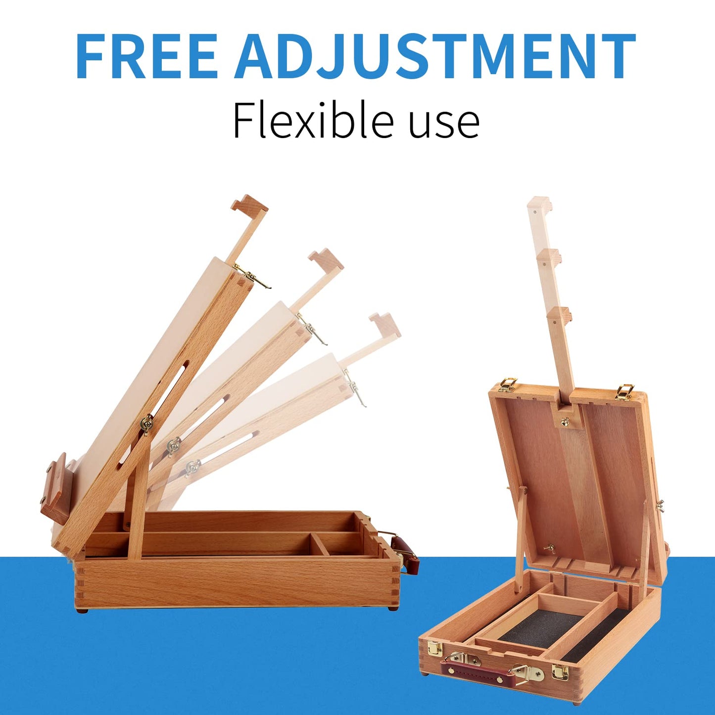 Falling in Art Wooden Tabletop Easel, Beech Wood Sketchbox Desktop Easel for Painting, Portable Art Drawing Easel for Beginners and Professionals