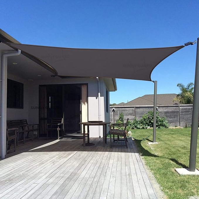 SUNNY GUARD Custom Size 16'x24' Dark Grey Sun Shade Sail Rectangle UV Block Shade for Backyard Yard Patio Deck Garden(Customized)