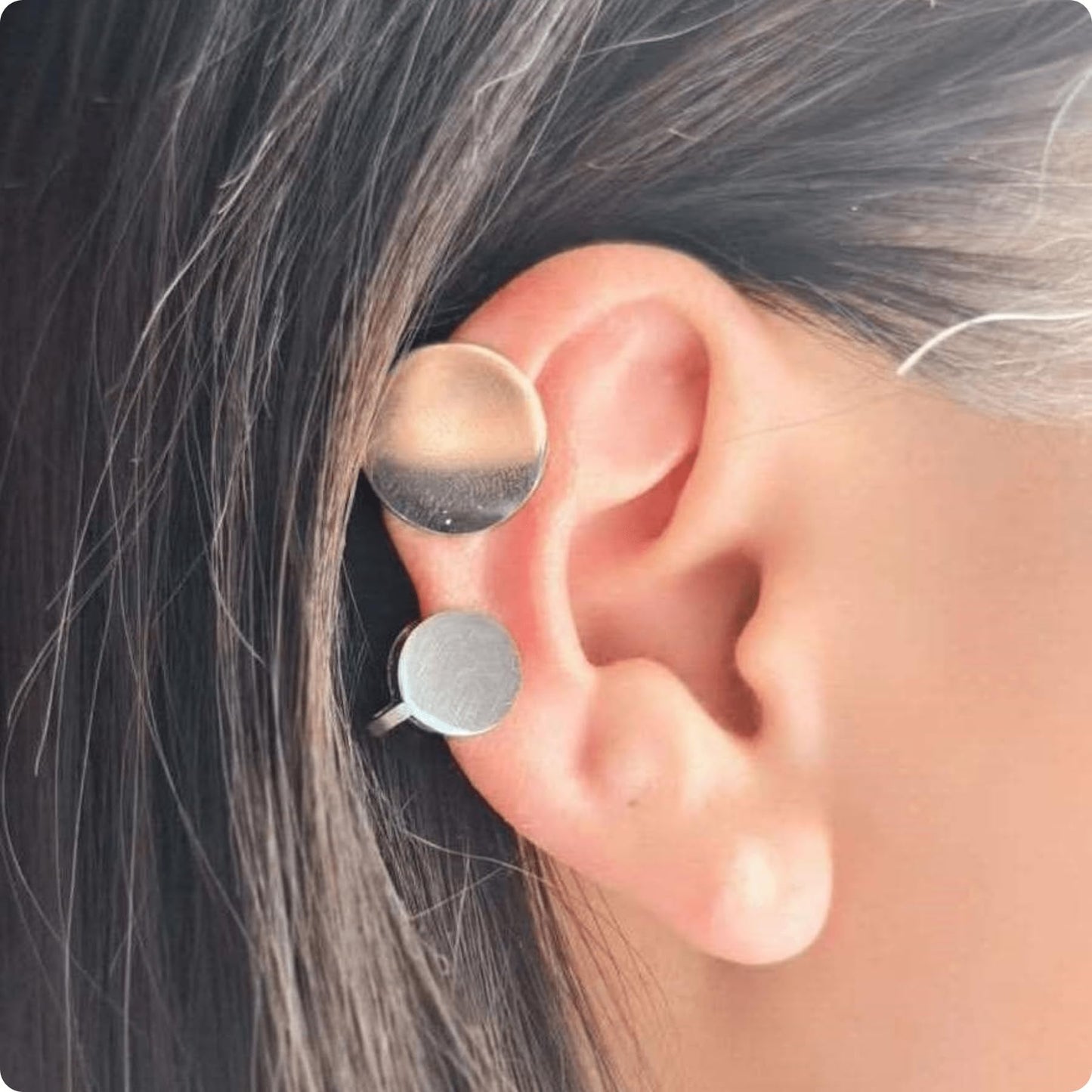 15mm & 10mm Keloid Pressure Earring Set for Women and Men | Clip on Compression Earrings for Swelling (Silver)