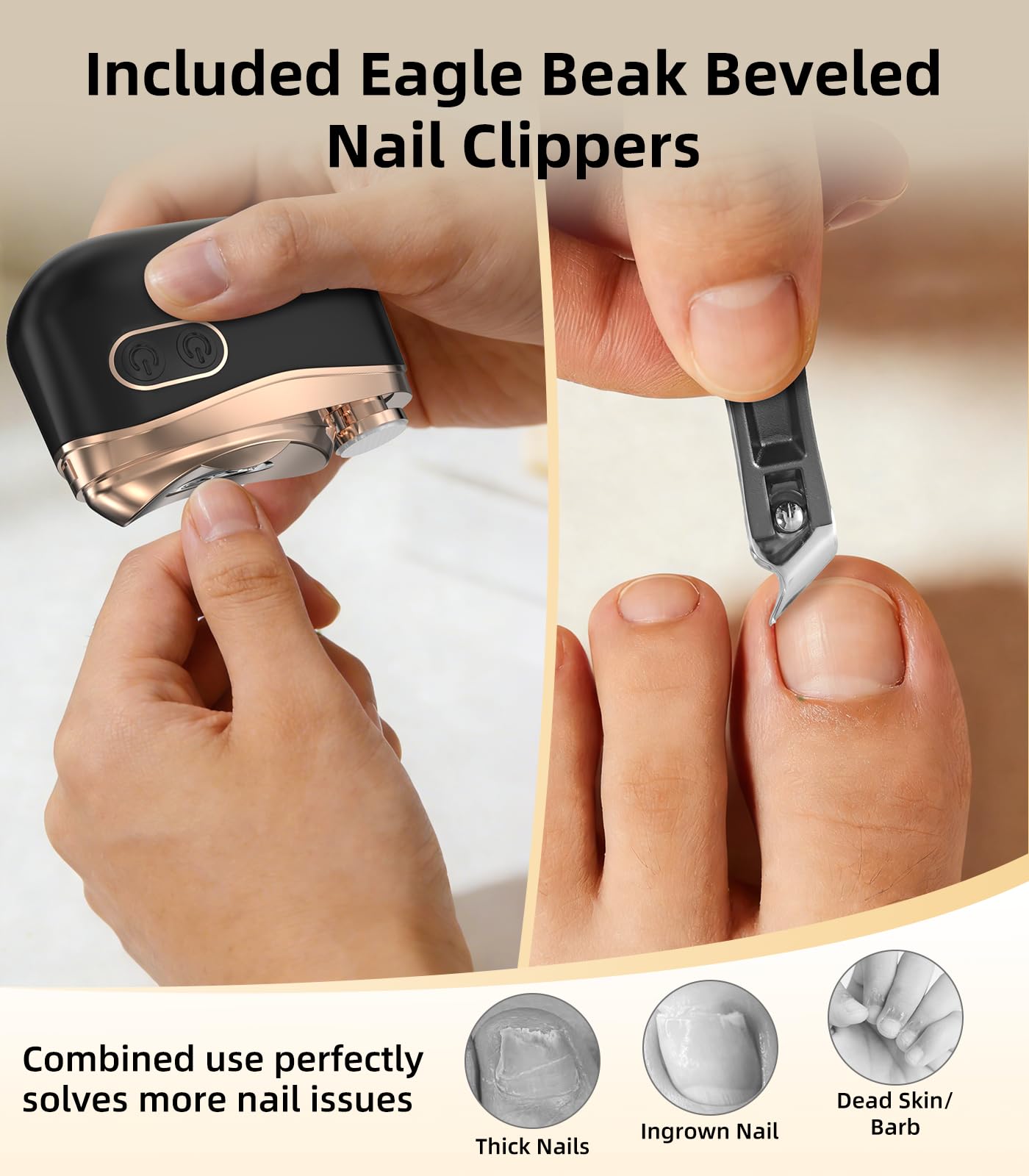 Electric Nail Clipper, Smart Toenail Clipper, 2026 Upgraded 3 in 1 Automatic Nail Trimmer with Polishing, LED Light & Clip Storage, 2-Speeds, USB Rechargeable for Baby, Adults, Seniors