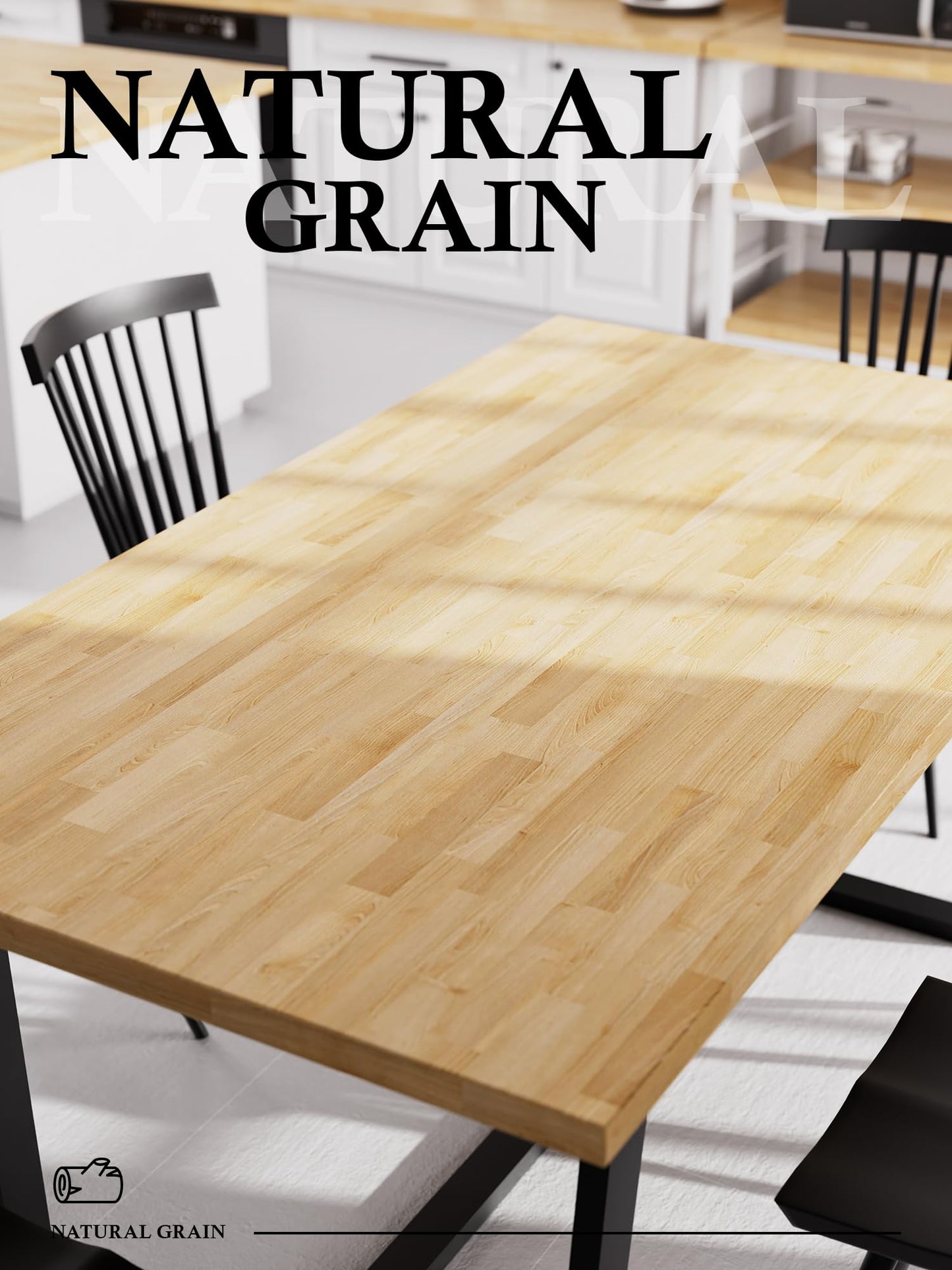 5FT Butcher Block Countertop Birch Solid Wood - 60" x 25" Table Top Butcher Block Cutting Board for Kitchen Island Living Dining Table Office Desk Workbench laundry Countertop Unfinished 1.5" Th