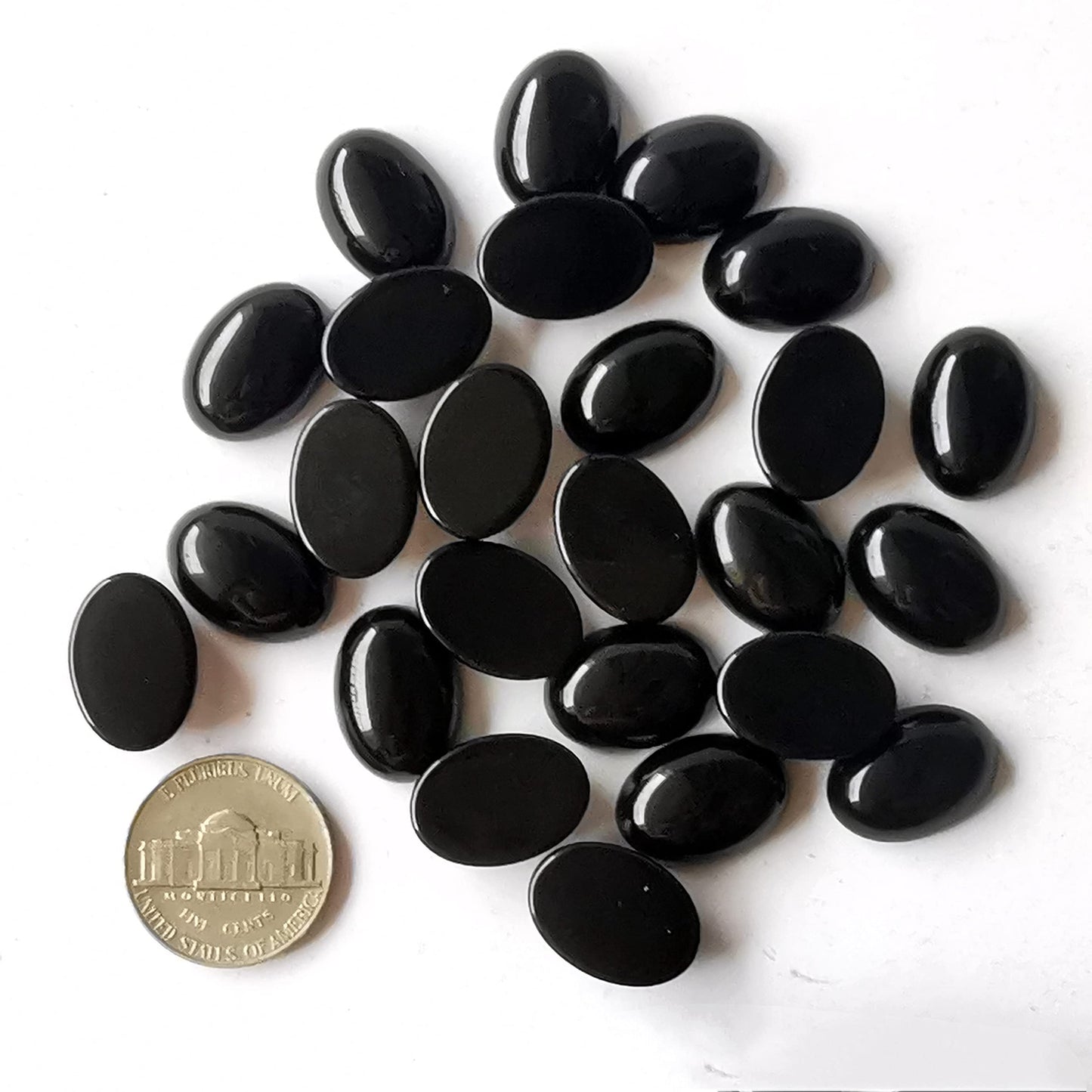 Bacatgem 7 Pcs Black Obsidian Oval Cabochons Flatback Crystal Stone Gemstones Beads for Jewelry Making DIY,18x13mm