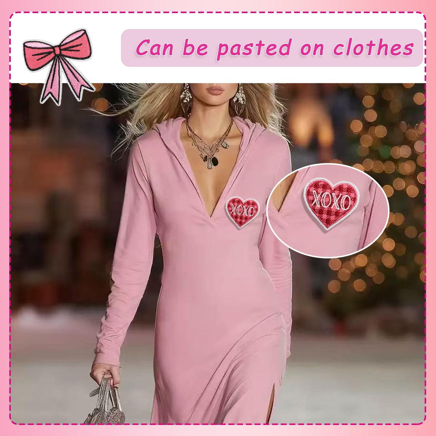 16 Pcs Valentines Iron on Patches Romantic Embroidered Sew Applique Repair Patch for Clothes, Backpacks, Red Love Heart Pink Bow Designs Iron on Patch
