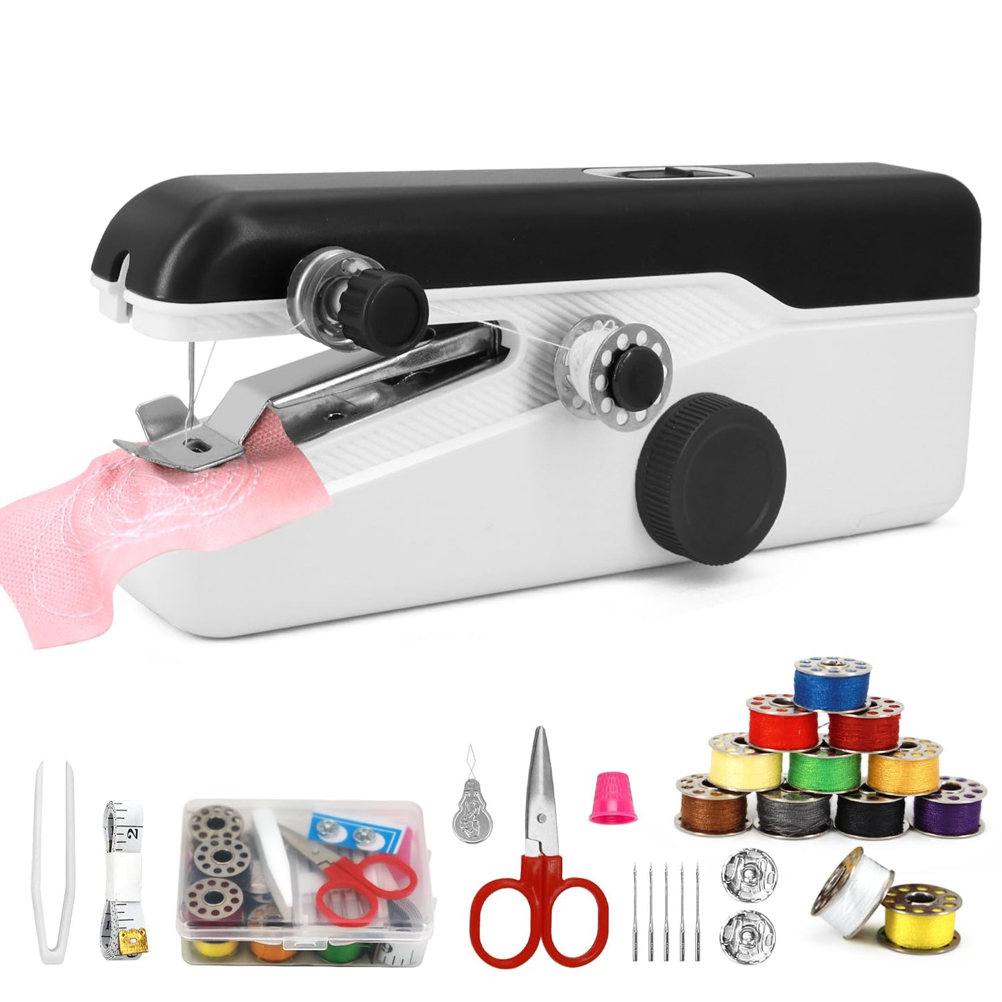 Xamanabu Handheld Sewing Machine, Mini Portable Sewing Machine for Beginners, Electric Fast Stitching, DIY Fabric Clothes Repair Kit, Home Travel Mending Machine with Accessories