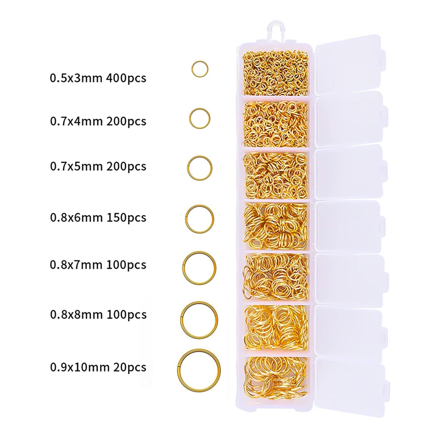 DANNEASY 1070pcs Nail Art Dangle Charm Piercing Tool Hand Drill Charms Jump Rings Connectors Accessories for Jewelry Craft Making (Gold)