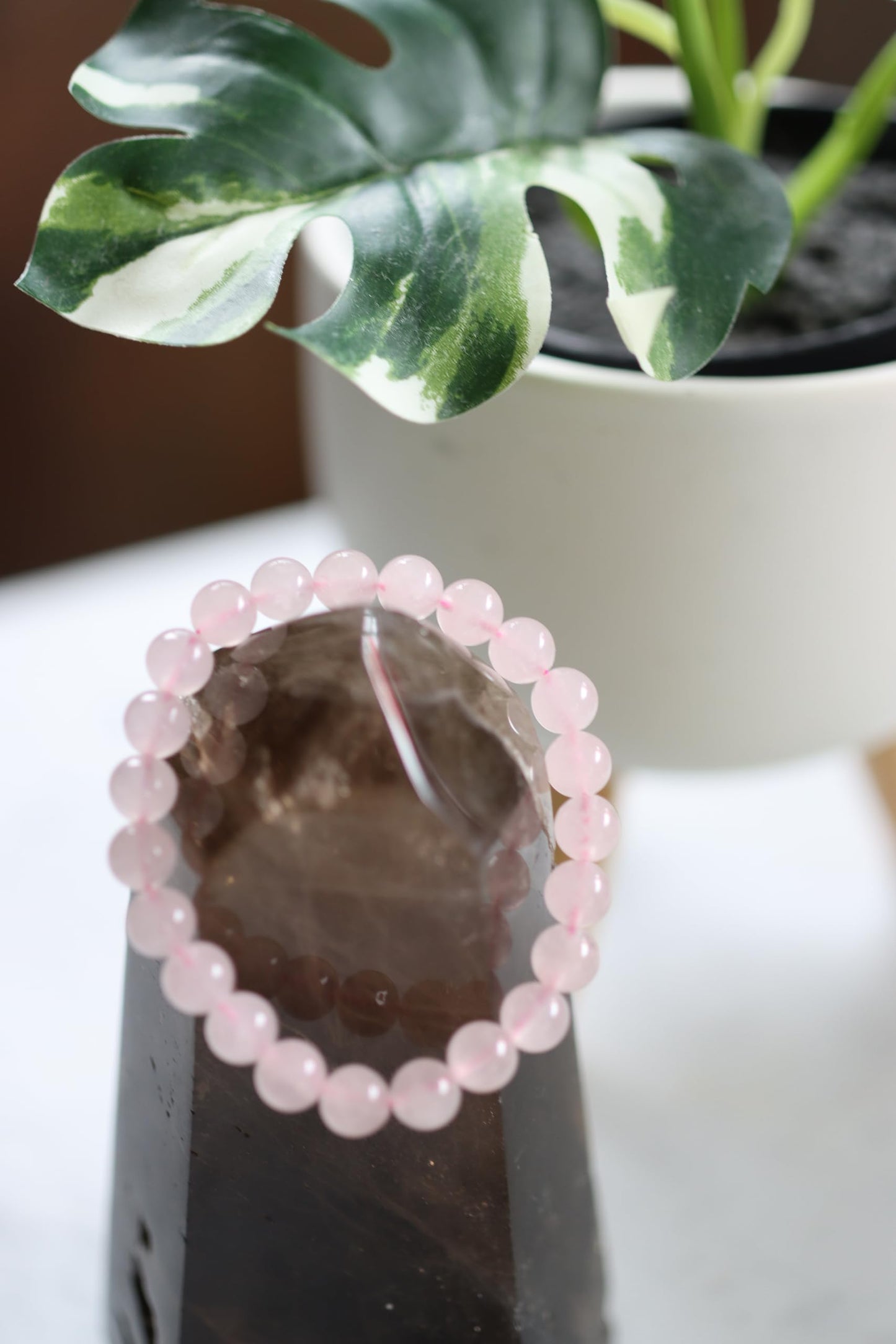 The Vida Handmade AAA+ Quality Crystal Stretch Elastic Bracelet - Nature Gemstone - Jewelry Gift - Holiday Gift - For Women & Men (Rose Quartz)