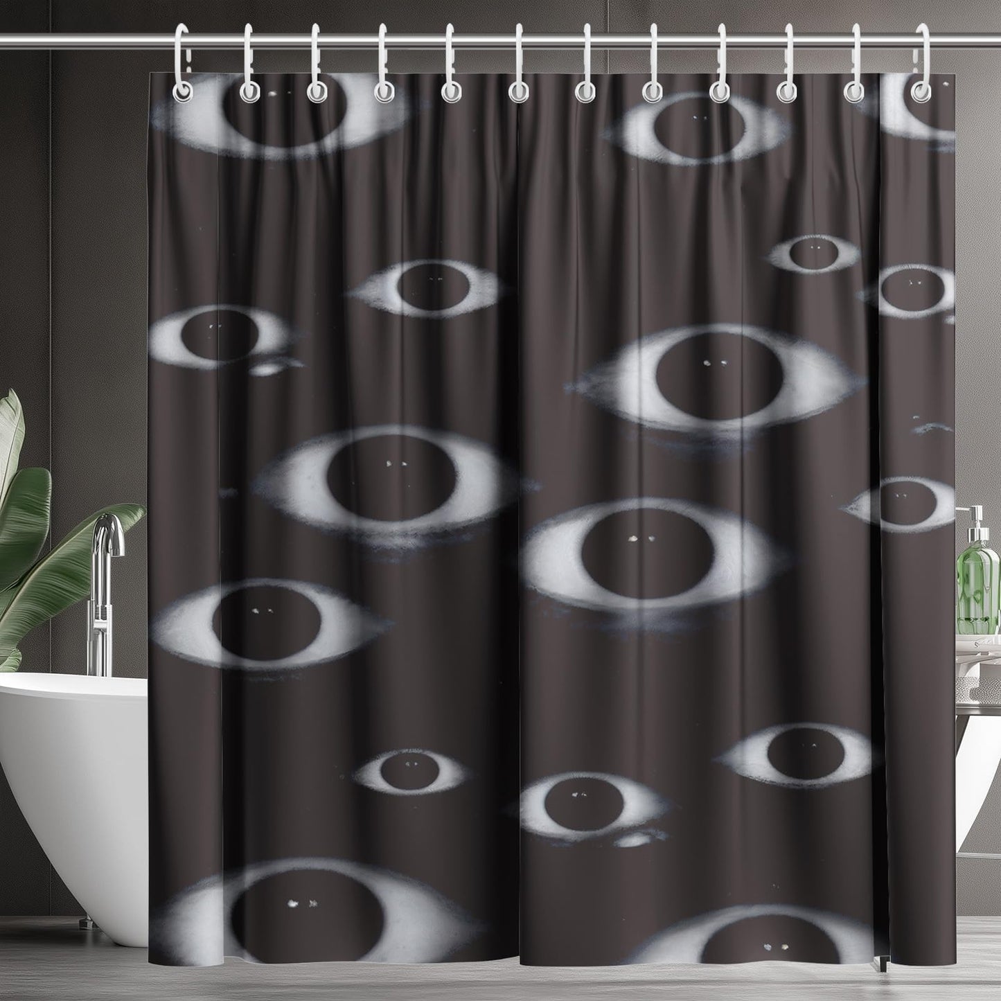 Koveni Horror Creepy Eyes Shower Curtain 72x72 Inch with Hooks, Gothic Halloween Bathroom Decor, Scary Dark Waterproof Polyester Fabric for Spooky Home
