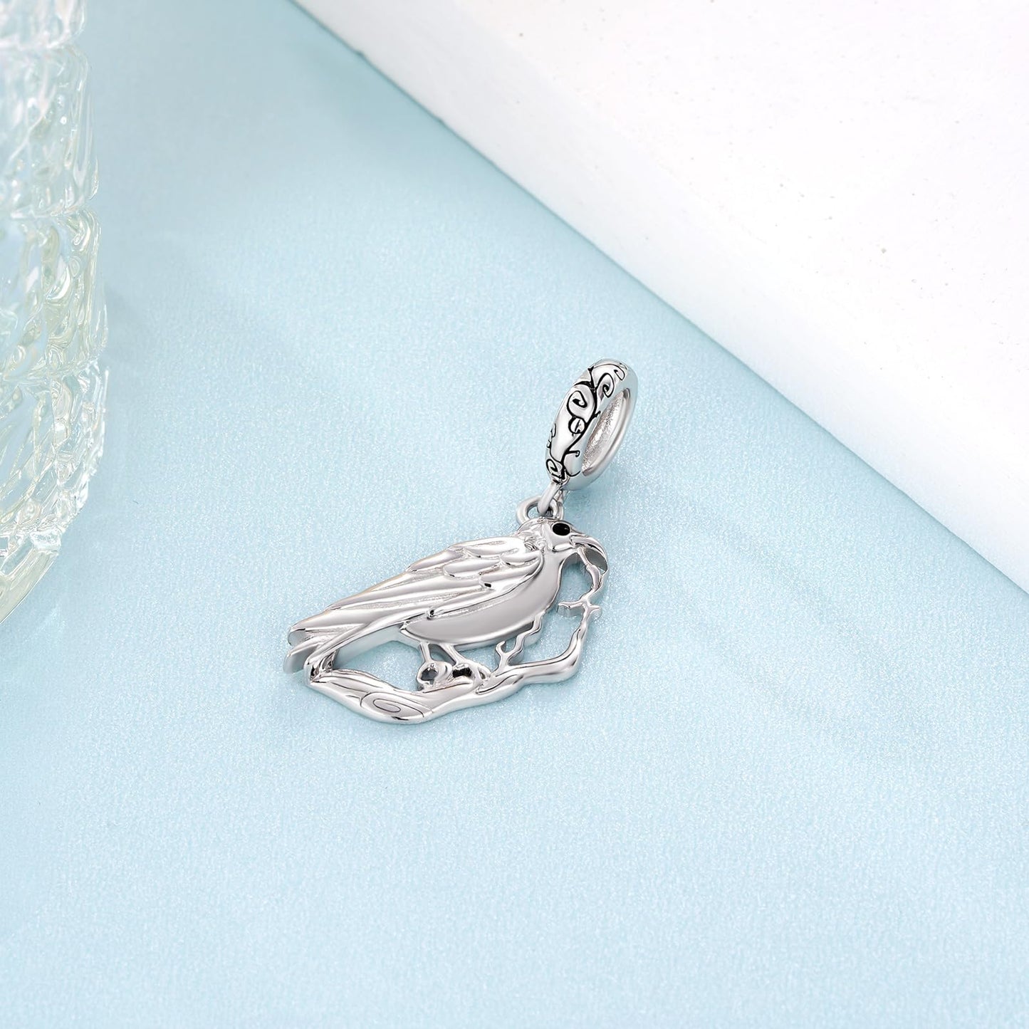 Lieditia Animal Charms for Bracelets 925 Sterling Silver Raven Decor Crow Charm Ravens Accessories Crow Jewelry for Women