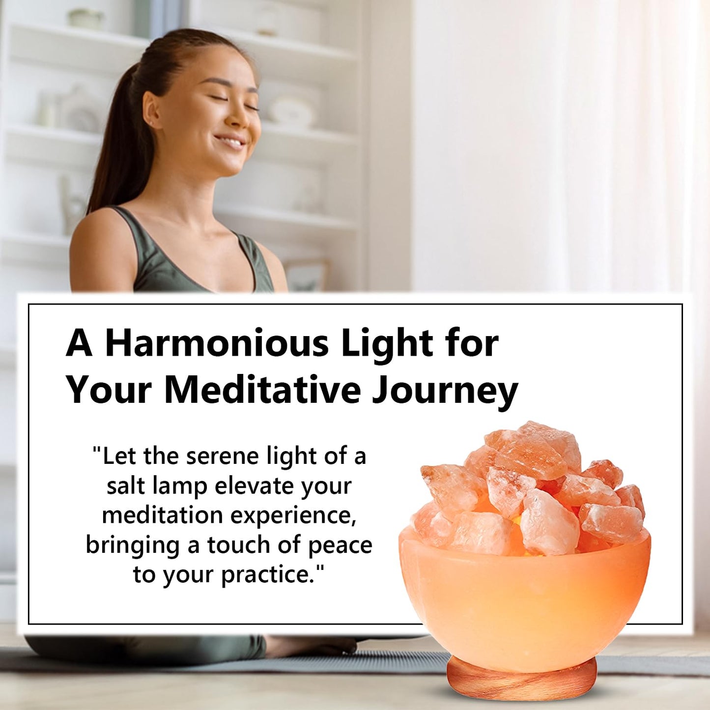 Himalayan Glow Massage Bowl Lamp with Natural Salt Crystal Chunks, Dimmer Cord with Classic Wood Base - Natural Crystal Salt Lamp with Mood Lightening and Night Light