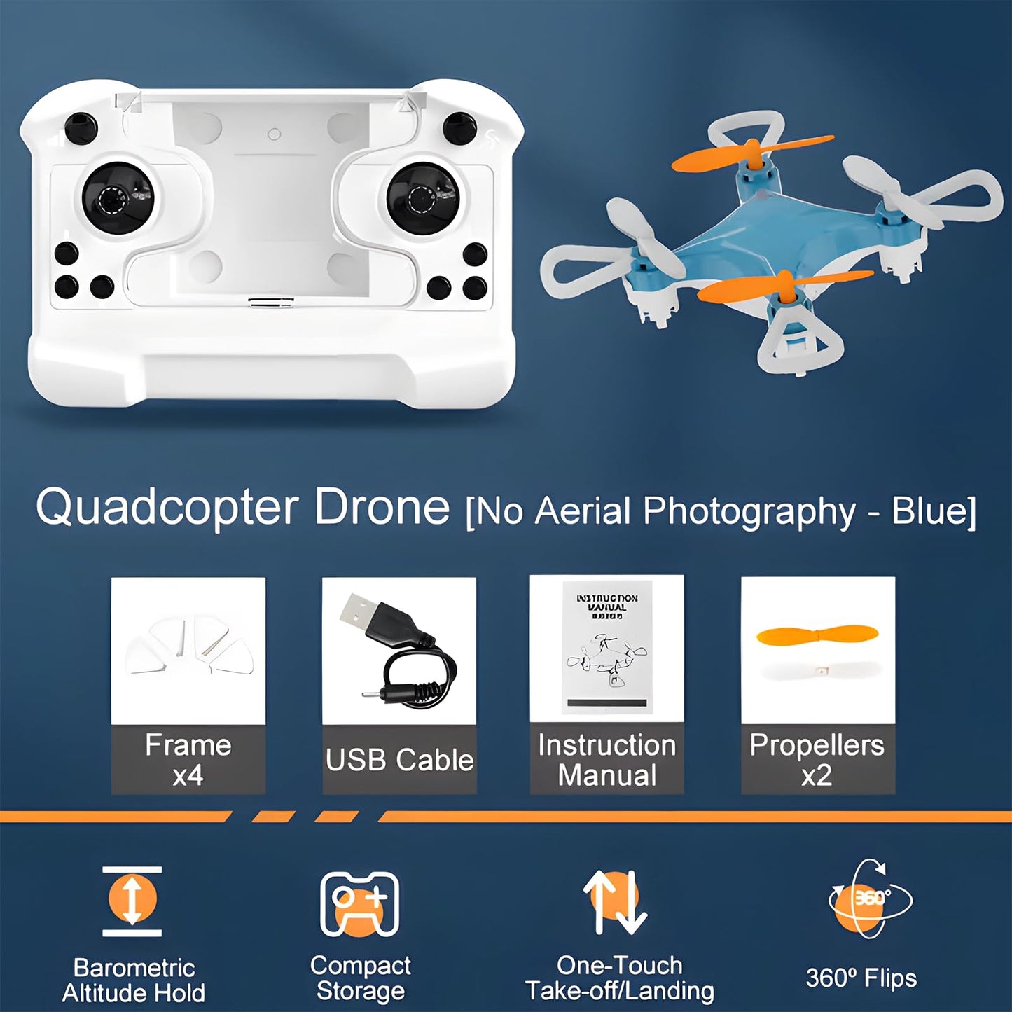 Mini Drone with Easy Stunt Flights & 360° Tricks - Perfect Beginner-Friendly Flyer with Fancy LED Altitude Hold Headless Mode Propeller Protection for Indoor Outdoor Mini Quadcopter (Blue)