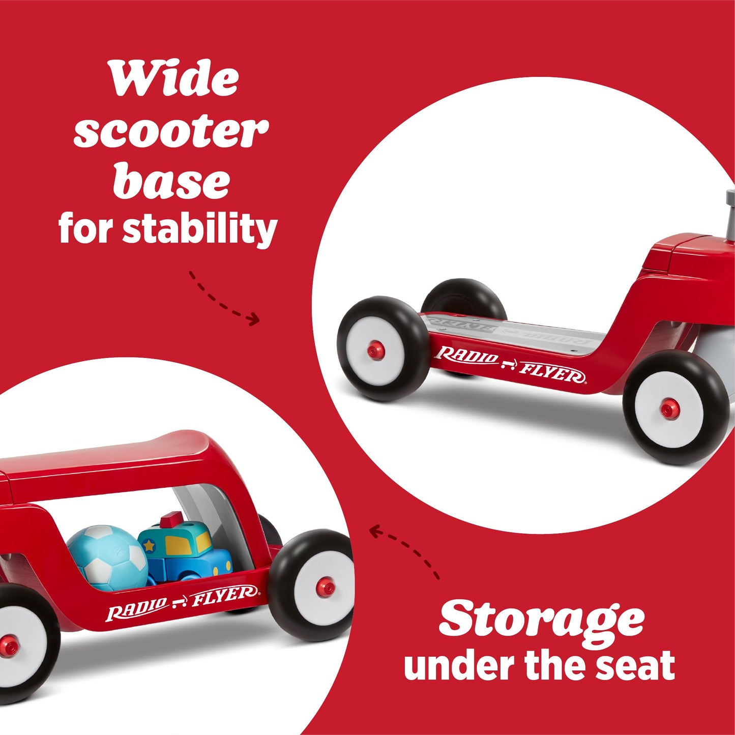 Radio Flyer Scoot 2 Scooter, Red, for Kids Ages 1-4, Ride On Toy or 4-Wheel Kids Scooter, Durable Wheels and Frame, Converts Easily with Flip Deck, Toddler Ride On Toys