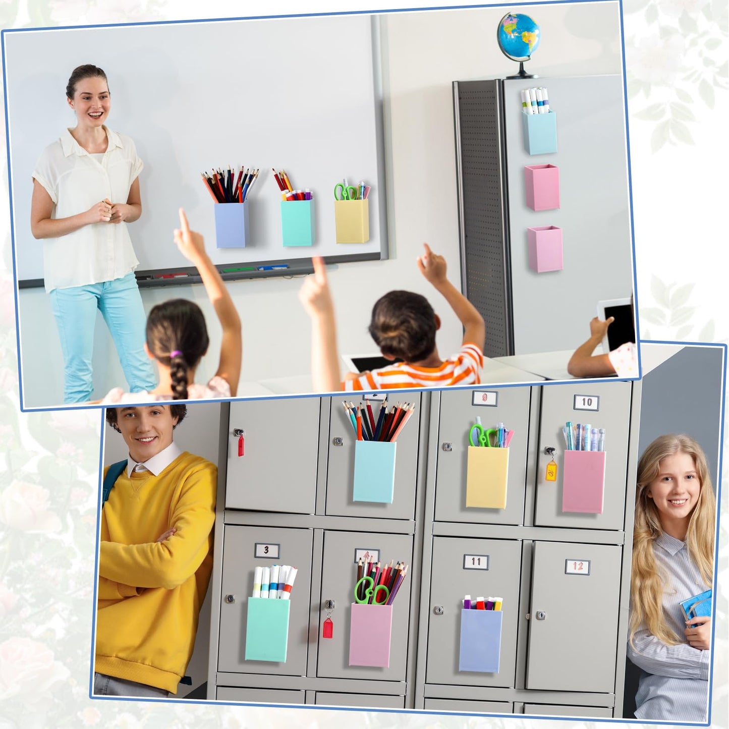 gisgfim 6 Pcs Classroom Magnetic Storage Boxes Magnetic Storage Containers Plastic Dry Erase Marker Holder Plastics Pen Holder for Refrigerator Whiteboard Home Office School Organizer Supply (Pastel)