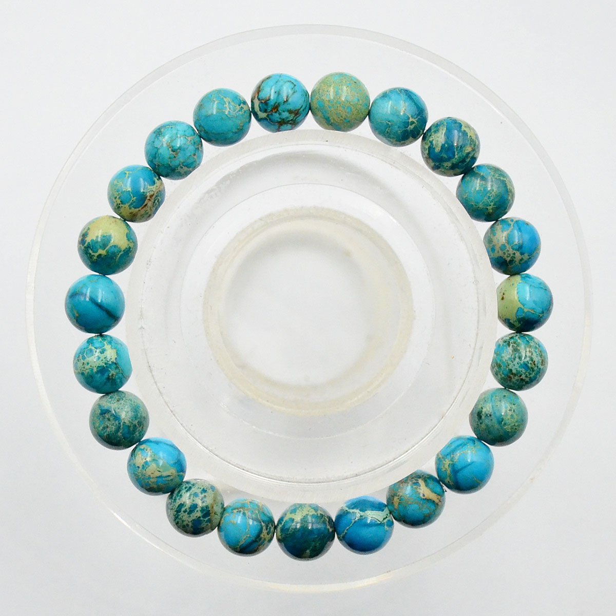 AD Beads Natural Gemstone Round Beads Stretch Bracelet Healing Reiki 8mm (Blue Serpentine)