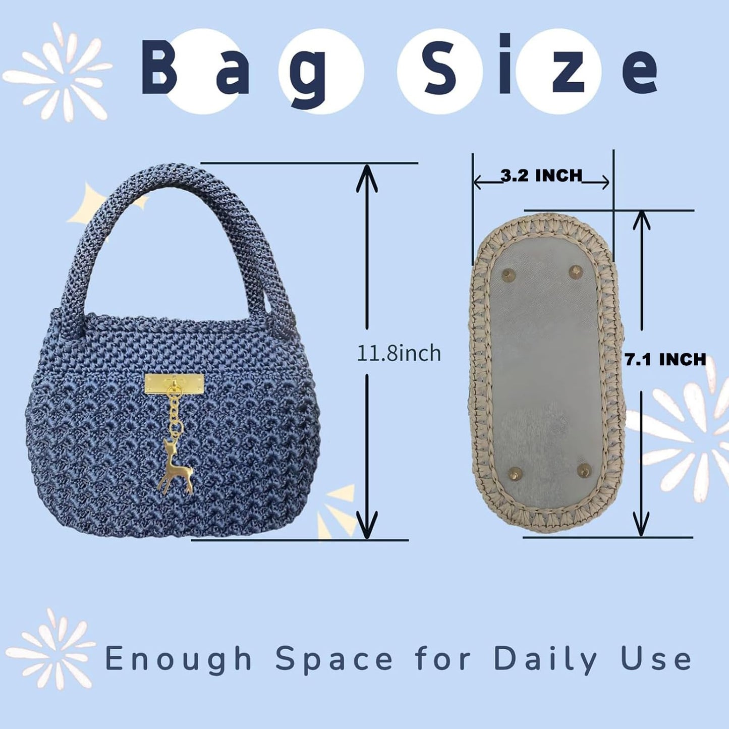 SHENJILL Phoenix Tail Bag Crochet Kit for Beginners Hand Bag Crochet Kit with Step-by-Step Videos and Written Instruction Crocheting Kits for Adults Easy Starter Yarn for Crocheting (Jeans Blue)