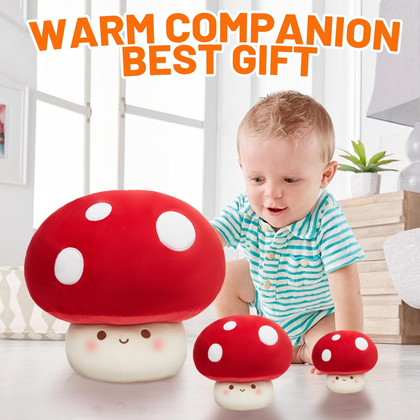 Yulefly Large Mushroom Plush Toy, Mushroom Stuffed Animal Hugging Throw Pillow Plushies Doll Toy, Gift for Birthday Valentine (Red, 24inch)