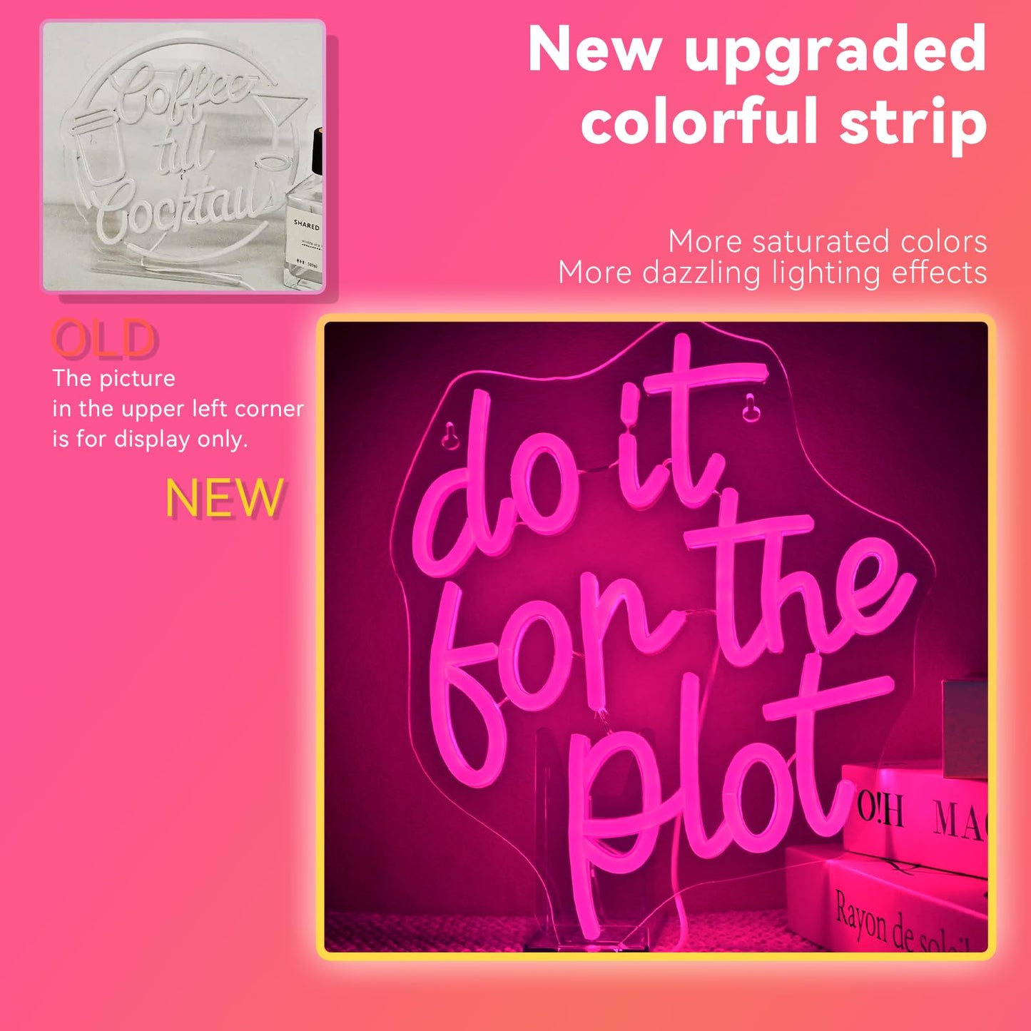 Do It for Plot Neon Light Dimmable LED Neon Sign for Wall Decor USB Powered Light Up Signs Pink LED Light for Drama Lover Party Gift Bedroom Movie Night